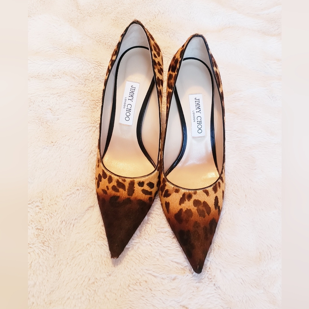 Jimmy Choo Leopard Print Pointed Toe Heels